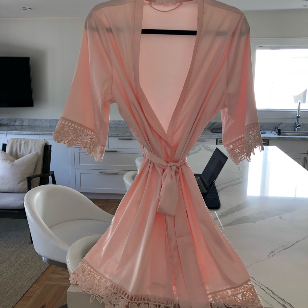 Soft pink satin robe